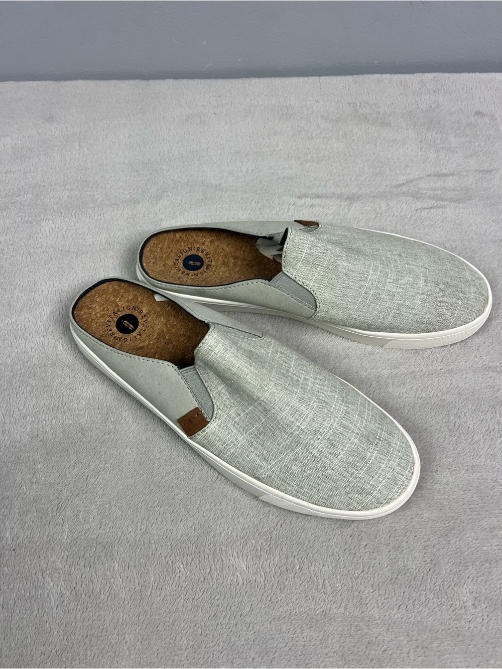 Revitalign Esplanade Gray Canvas Slip On Comfort Shoes Orthotic Men's 12